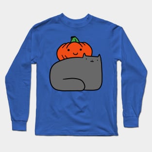 Cat and Pumpkin Long Sleeve T-Shirt